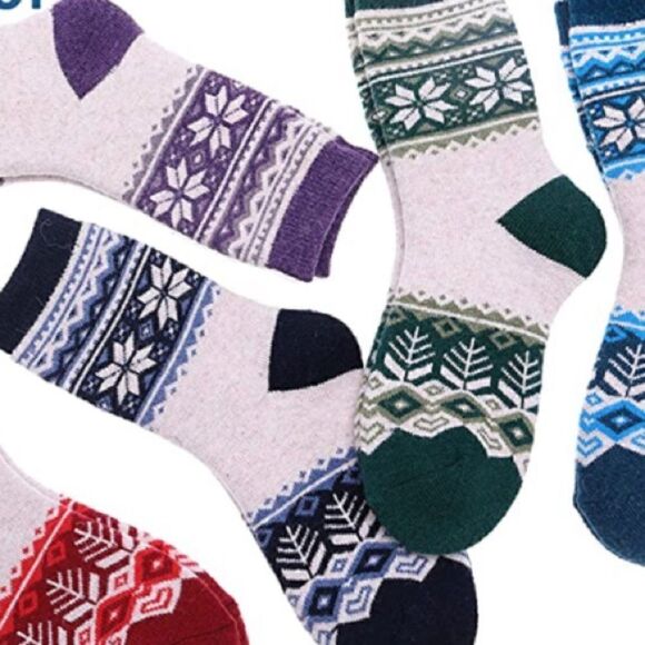 Winter Pattern Merino Wool Blend Socks - Picture 4 of 6